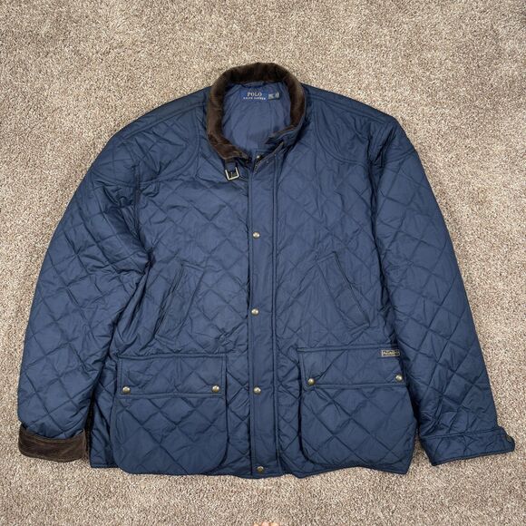 Polo Ralph Lauren Jacket Mens 3XLT Blue Quilted Corduroy Collar Field Outdoor